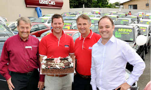 John Madill, John Scott Madill, Garth Madill and Madill’s general manager Steve Thorn celebrate 75 years in car sales and service. John Madill, John Scott Madill, Garth Madill and Madill’s general manager Steve Thorn celebrate 75 years in car sales and service.