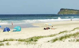 Rescue: Lennox Head beach near where Brian Dell saved the lives of two tourists who had fallen off rocks. Rescue: Lennox Head beach near where Brian Dell saved the lives of two tourists who had fallen off rocks.