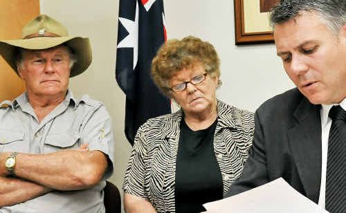 Former Patel patients George Pauza and Doris Hillier meet with Member for Burnett Rob Messenger to support a Royal Commission into government corruption. Former Patel patients George Pauza and Doris Hillier meet with Member for Burnett Rob Messenger to support a Royal Commission into government corruption.