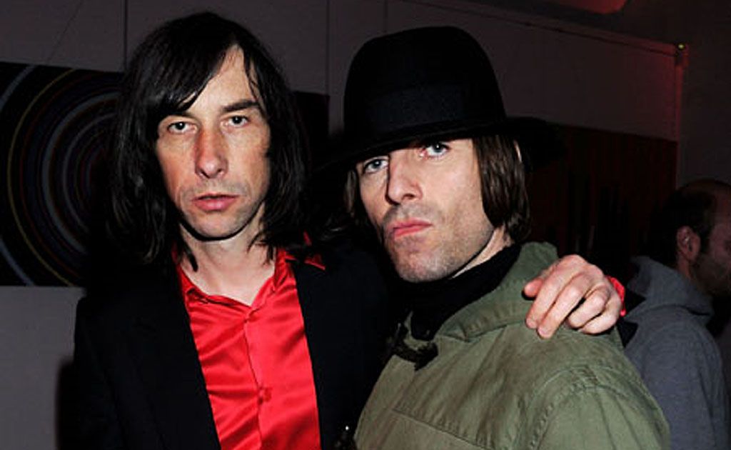 Liam Gallagher (right) with Bobby Gillespie of Oasis. Liam Gallagher (right) with Bobby Gillespie of Oasis.