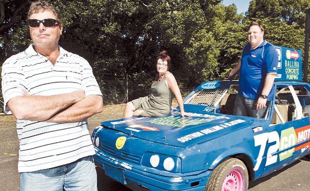 Nick and Narelle Besseling (left) of Ballina Concrete Pumping, and Josh Oliver, of Go Motors, in the Mutty Racing Team speedway car, are aiming to raise money for the McGrafth Foundation. Nick and Narelle Besseling (left) of Ballina Concrete Pumping, and Josh Oliver, of Go Motors, in the Mutty Racing Team speedway car, are aiming to raise money for the McGrafth Foundation.