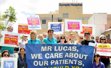 Queensland health workers rally together to better their working and pay conditions. Queensland health workers rally together to better their working and pay conditions.