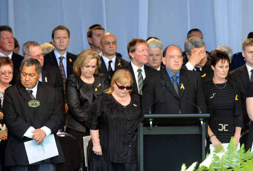 SAD AFFAIR: 11,000 people packed into the Omoto Racecourse in Greymouth to pay tribute to the 29 miners lost in the Pike River mine disaster. AAP image SAD AFFAIR: 11,000 people packed into the Omoto Racecourse in Greymouth to pay tribute to the 29 miners lost in the Pike River mine disaster. AAP image
