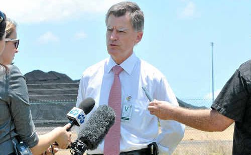 Education and Training Minister Geoff Wilson on Wednesday morning at the RG Tanna Coal Terminal. Education and Training Minister Geoff Wilson on Wednesday morning at the RG Tanna Coal Terminal.