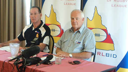 CQ NRL Bid chief executive Denis Keeffe and chairman Geoff Murphy. CQ NRL Bid chief executive Denis Keeffe and chairman Geoff Murphy.
