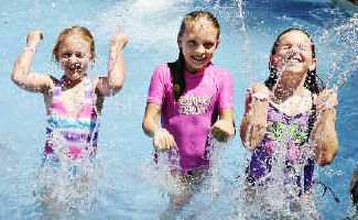 Splashdown: Edyn, 7, Indiah, 10, and Keeley, 9, Linklater, from Brisbane enjoy a fun day out at Ballina waterslide while holidaying with their grandparents. Splashdown: Edyn, 7, Indiah, 10, and Keeley, 9, Linklater, from Brisbane enjoy a fun day out at Ballina waterslide while holidaying with their grandparents.