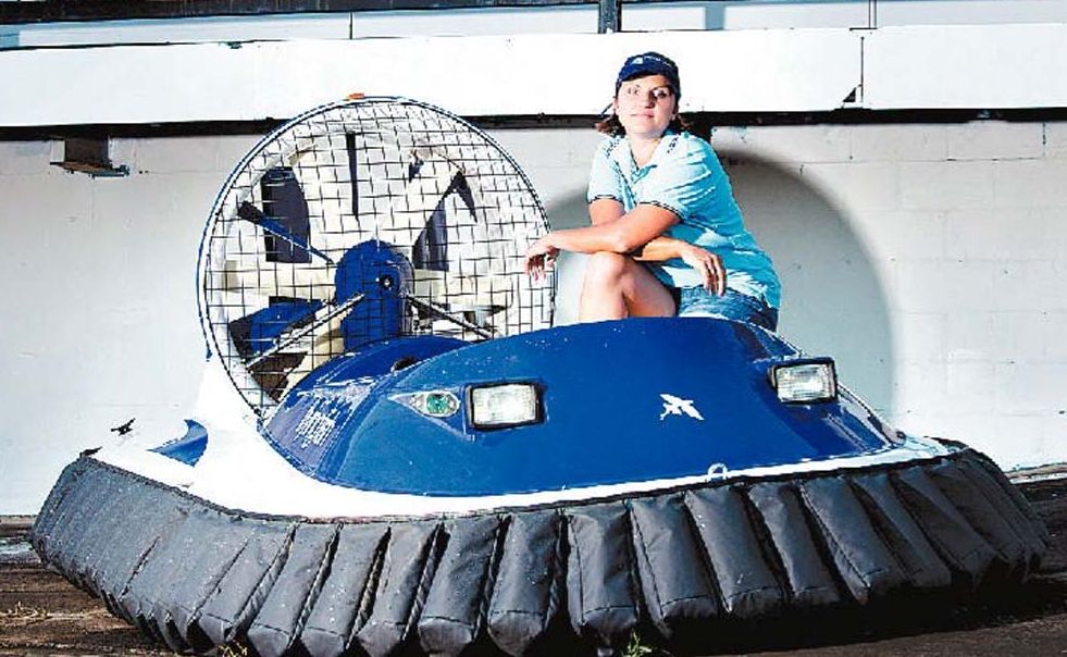 Flying Fish Hovercraft owner Emma Pullen with the unusual machine that will be available to ride at Caboolture from December 28. Flying Fish Hovercraft owner Emma Pullen with the unusual machine that will be available to ride at Caboolture from December 28.