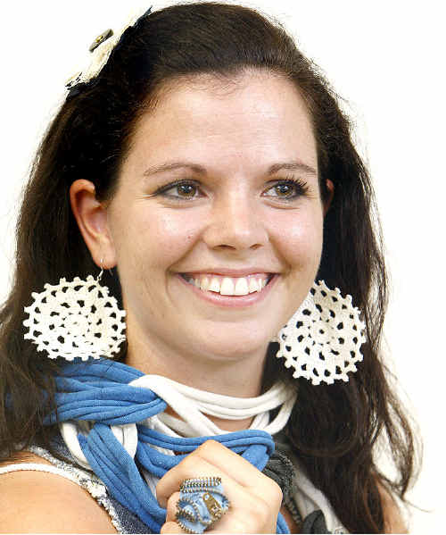 Erin Fordham from Reskew’d specialises in clothing and accessories which she makes from recycled materials. Erin Fordham from Reskew’d specialises in clothing and accessories which she makes from recycled materials.