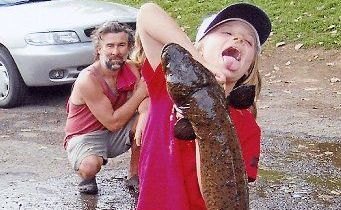 Jai Tennant with one of his eels last year. Jai Tennant with one of his eels last year.