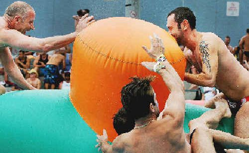 KICKING off the New Year with a splash are Tropical Fruits pool party revellers at Lismore Memorial Baths. KICKING off the New Year with a splash are Tropical Fruits pool party revellers at Lismore Memorial Baths.