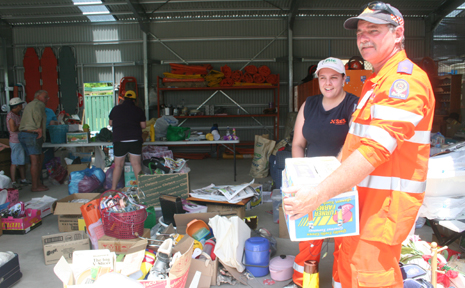 FLOOD OF HELP: Biloela SES members Michelle Schmidt and Tim Best at the SES shed with some of the donations dropped off for Theodore’s flood victims.
FLOOD OF HELP: Biloela SES members Michelle Schmidt and Tim Best at the SES shed with some of the donations dropped off for Theodore’s flood victims.