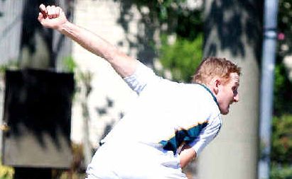 On target: Cudgen bowler Chris Moase in action. On target: Cudgen bowler Chris Moase in action.