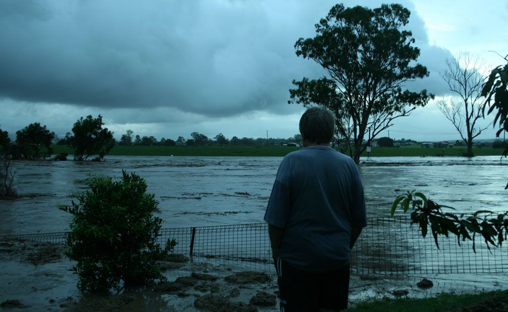 Water from Lockyer Creek floods Gatton. Water from Lockyer Creek floods Gatton.