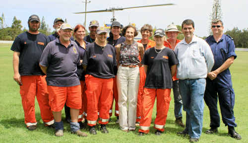 The NSW Governor, Dame Marie Bashir touched down in Yamba at the sports oval during the Clarence River flood to speak with Yamba SES crew members and Clarence Valley Council mayor Richie Williamson. The NSW Governor, Dame Marie Bashir touched down in Yamba at the sports oval during the Clarence River flood to speak with Yamba SES crew members and Clarence Valley Council mayor Richie Williamson.
