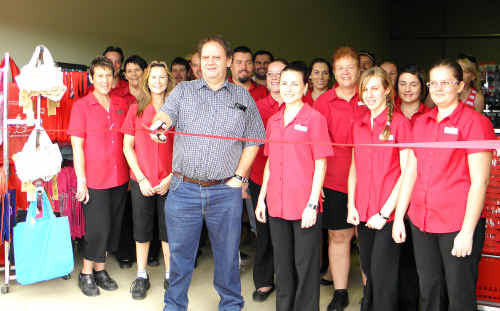 ON TARGET: Mayor Peter Maguire with the Country Target staffers eager to open the doors to trading on Saturday. ds-150111-139 ON TARGET: Mayor Peter Maguire with the Country Target staffers eager to open the doors to trading on Saturday. ds-150111-139