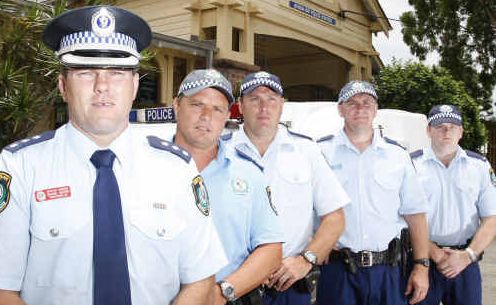On patrol: (Left to right) Detective Inspector Shane Diehm with senior constables Richard Hughes, Adam Curtis, Adam Amos and Robert McCallum. On patrol: (Left to right) Detective Inspector Shane Diehm with senior constables Richard Hughes, Adam Curtis, Adam Amos and Robert McCallum.