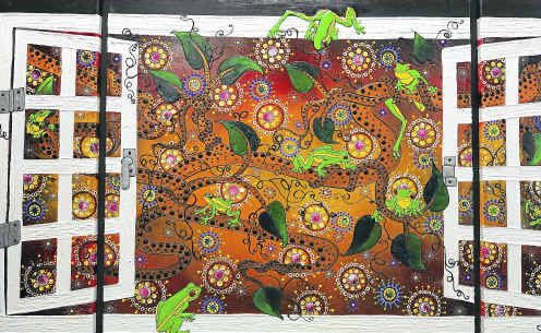 Cher’nee Sutton’s painting, Gindjurra. Cher’nee Sutton’s painting, Gindjurra.