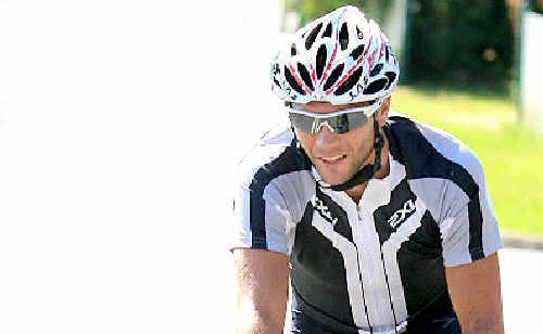 Tyalgum Cycle Classic Winner Jonathan Cantwell heads towards the finish line. Tyalgum Cycle Classic Winner Jonathan Cantwell heads towards the finish line.