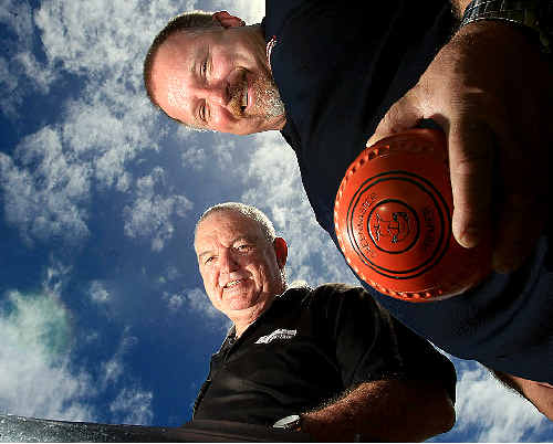 ROBINA Bowls Club chairman Terry Marsh and member Gavin Cowan. PHOTO: JOHN GASS D130199 ROBINA Bowls Club chairman Terry Marsh and member Gavin Cowan. PHOTO: JOHN GASS D130199