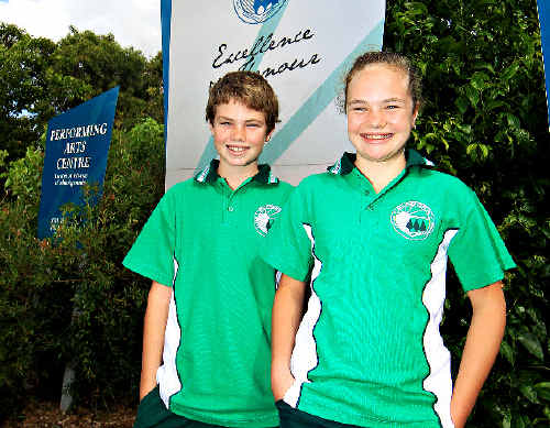 TWINS, Harry and Grace Bartlett will represent Elanora State Primary as its school captains. PHOTO: SCOTT POWICK D130524a TWINS, Harry and Grace Bartlett will represent Elanora State Primary as its school captains. PHOTO: SCOTT POWICK D130524a