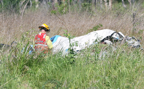 Four people were killed in a horrific highway smash north of Rockhampton this afternoon involving this car and a prime mover. Four people were killed in a horrific highway smash north of Rockhampton this afternoon involving this car and a prime mover.