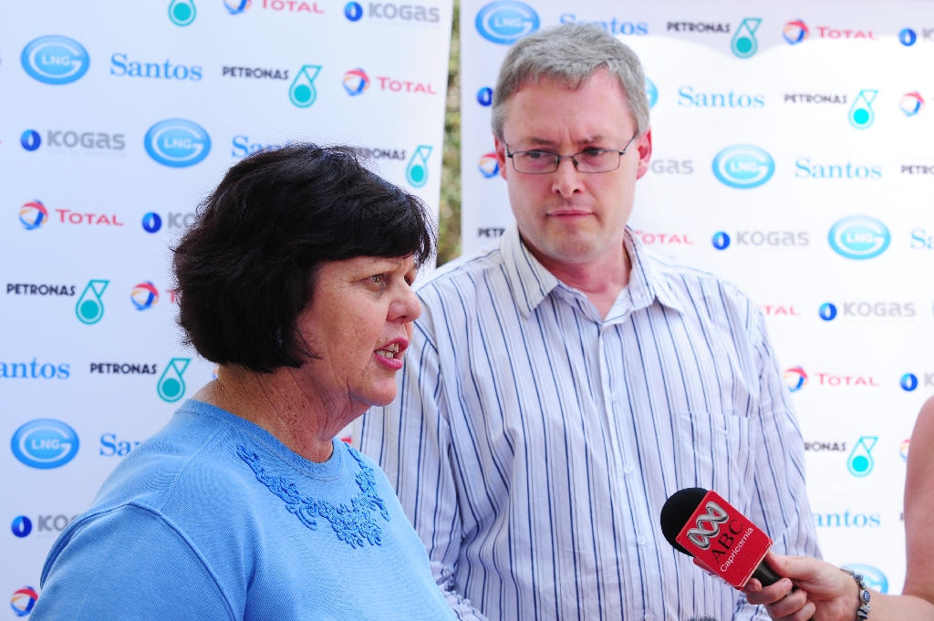 Gladstone Mayor Gail Sellers and GLNG CEO Mark MacFarlane at today's announcement.

