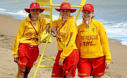 Moore Park Surf Life Saving Club Training Officer Lynne Messer with new lifesavers Tracey Goggi and Erin Pratt keeping watch on the beach during a patrol. Moore Park Surf Life Saving Club Training Officer Lynne Messer with new lifesavers Tracey Goggi and Erin Pratt keeping watch on the beach during a patrol.