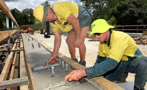 Construction has begun on replacing the old bridge over Snake Creek, Mount Burrell. Construction has begun on replacing the old bridge over Snake Creek, Mount Burrell.
