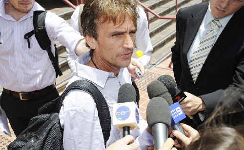 Steve Drummond, father of Jai Morcom, talking to the assembled media outside the Lismore Court House on the first day of the inquest into his son’s death at the Mullumbimby High School in 2009. Steve Drummond, father of Jai Morcom, talking to the assembled media outside the Lismore Court House on the first day of the inquest into his son’s death at the Mullumbimby High School in 2009.