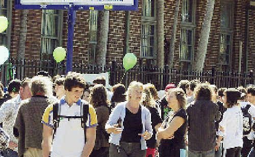 A file image of students gathered outside Mullumbimby High School to remember Jai Morcom a year after he died in the playground in 2009. A file image of students gathered outside Mullumbimby High School to remember Jai Morcom a year after he died in the playground in 2009.