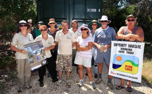 Cabarita Beach Dune Care volunteers with the shipping container provided by Tweed Shire Council. Cabarita Beach Dune Care volunteers with the shipping container provided by Tweed Shire Council.