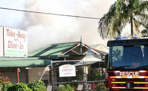 Smoke billowing from the Italian restaurant in Rose Avenue late on Sunday. Smoke billowing from the Italian restaurant in Rose Avenue late on Sunday.