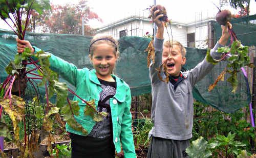 Hanna and Lachlan Abbink go green in the garden. Hanna and Lachlan Abbink go green in the garden.