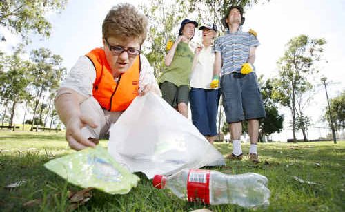 Participating in Clean Up Australia Day at Limestone Park are Megan Rossow (front), and rear from left, Paul Johnson, supervisor Gayle Kendall and Nathan Campbell. Participating in Clean Up Australia Day at Limestone Park are Megan Rossow (front), and rear from left, Paul Johnson, supervisor Gayle Kendall and Nathan Campbell.