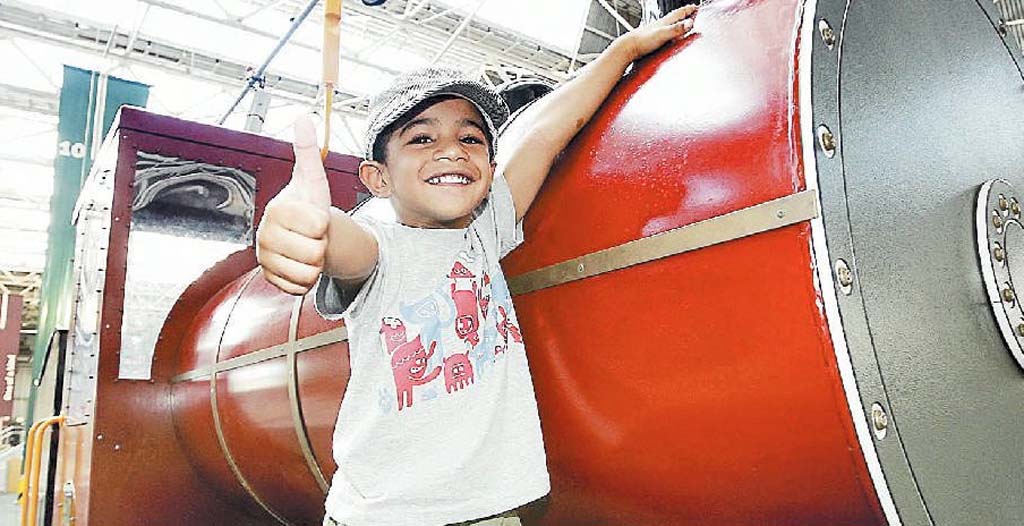 Isaac Tanioria, 4, gives his stamp of approval to Ipswich tourist attraction The Workshops Rail Museum. Isaac Tanioria, 4, gives his stamp of approval to Ipswich tourist attraction The Workshops Rail Museum.