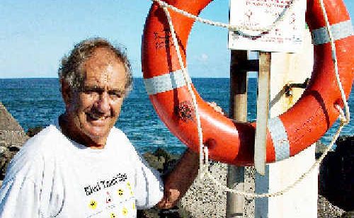 Ballina man Geoffrey Muir used an Angel Ring to help save two teenagers who got into trouble while swimming at Lighthouse Beach on Monday afternoon. Ballina man Geoffrey Muir used an Angel Ring to help save two teenagers who got into trouble while swimming at Lighthouse Beach on Monday afternoon.