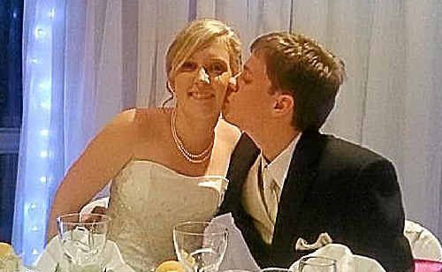 Assumption College teacher Jane Ezzy on her wedding day with husband Stuart. Assumption College teacher Jane Ezzy on her wedding day with husband Stuart.
