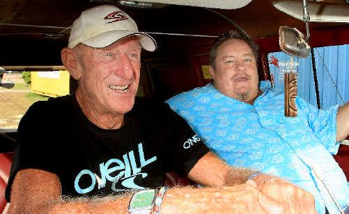 Sean McKeown and Ken Williams in a classic Kombi. Sean McKeown and Ken Williams in a classic Kombi.