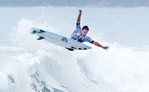 Brent Dorrington flies high in the O’Neill Cold Water Classic in New Zealand yesterday before being eliminated. Brent Dorrington flies high in the O’Neill Cold Water Classic in New Zealand yesterday before being eliminated.