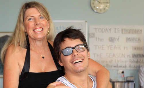 Sam Ford with mum Margaret Ford on his release from Murwillumbah District Hospital. Sam Ford with mum Margaret Ford on his release from Murwillumbah District Hospital.