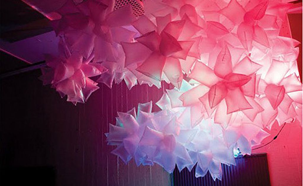 Robert Janson’s beautiful plastic bag installations range from delicate to heavy and resemble giant pink jellyfish. Robert Janson’s beautiful plastic bag installations range from delicate to heavy and resemble giant pink jellyfish.