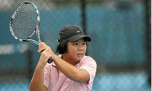 Olivia Tjandramulia competes in the final of the Queensland Secondary School Tennis Championships at Victoria Park yesterday and will meet Mitchell Harper in another final tomorrow. Olivia Tjandramulia competes in the final of the Queensland Secondary School Tennis Championships at Victoria Park yesterday and will meet Mitchell Harper in another final tomorrow.
