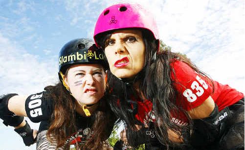 Jess ‘Slambi Lauper’ Fletcher from the City Sirens will be up against Karen ‘Razza Makazz’ Galea from the Missfits in Ipswich’s first roller derby bout on Sunday. Jess ‘Slambi Lauper’ Fletcher from the City Sirens will be up against Karen ‘Razza Makazz’ Galea from the Missfits in Ipswich’s first roller derby bout on Sunday.