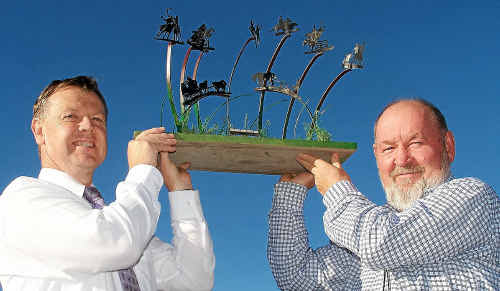 Former Warwick Chamber of Commerce president Daniel Spry and businessman Henry Osiecki first showed their support for the proposed sculpture in 2009. Former Warwick Chamber of Commerce president Daniel Spry and businessman Henry Osiecki first showed their support for the proposed sculpture in 2009.