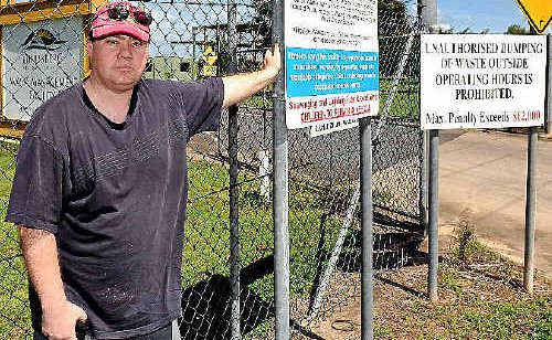Michael Edmonds is upset that he was locked in at the waste management facility. Michael Edmonds is upset that he was locked in at the waste management facility.