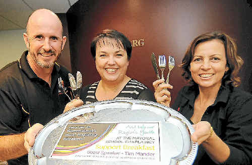 Craig Lear and Lisa Hardy from Scripture Union Queensland and Bundaberg Mayor Lorraine Pyefinch are looking forward to the Mayoral School Chaplaincy Support Breakfast. Craig Lear and Lisa Hardy from Scripture Union Queensland and Bundaberg Mayor Lorraine Pyefinch are looking forward to the Mayoral School Chaplaincy Support Breakfast.