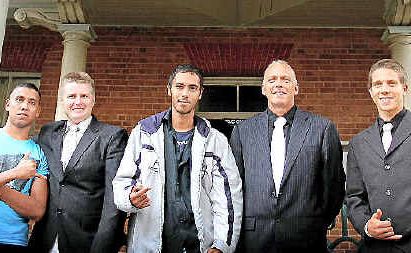 Robert Harvey, Glen Ayres, Courtney Walker, Craig McNeill and Dylan McNeill outside Grafton Court yesterday after their charges over the 2010 Yamba riot were dismissed. Robert Harvey, Glen Ayres, Courtney Walker, Craig McNeill and Dylan McNeill outside Grafton Court yesterday after their charges over the 2010 Yamba riot were dismissed.