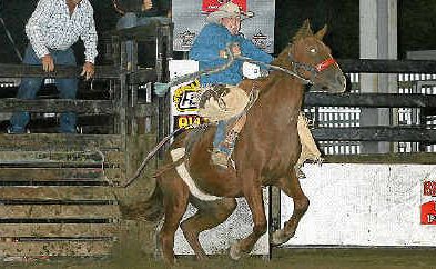 Luke Charles in the Saddle Bronc competition at the Nissan Navara Arena. Luke Charles in the Saddle Bronc competition at the Nissan Navara Arena.