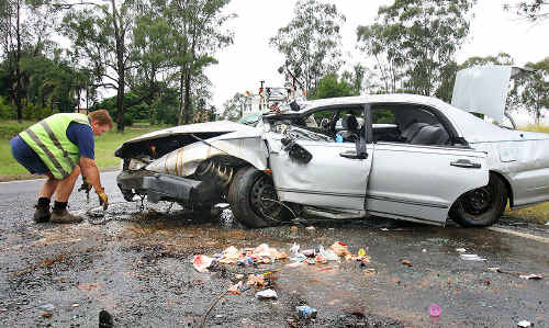 Matthew Reibelt lost his wife in this fatal crash on the Warrego Highway on April 21, 2010. Matthew Reibelt lost his wife in this fatal crash on the Warrego Highway on April 21, 2010.