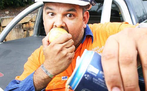 Ipswich builder Terry Hamilton is attempting to eat more healthily and ditch the beer as part of The Bussta Gut Challenge. Ipswich builder Terry Hamilton is attempting to eat more healthily and ditch the beer as part of The Bussta Gut Challenge.